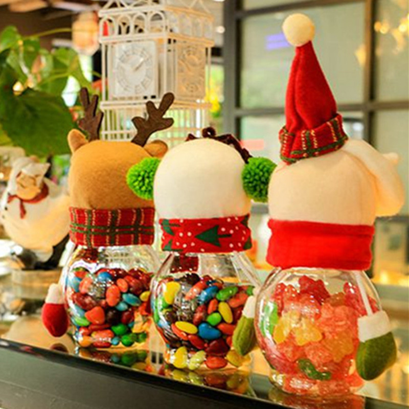 Christmas Snowman Plastic Candy Containers Decorative Candy Bottles Holiday Decorations