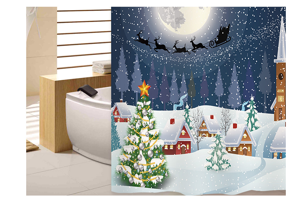 Christmas Snowtree 3D Printing Shower Curtain Waterproof Mildew Resistant Fabric 180 x 180cm