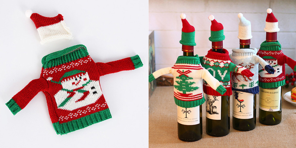 Knitting Wool Wine Bottle Cover Creative Decoration for Christmas