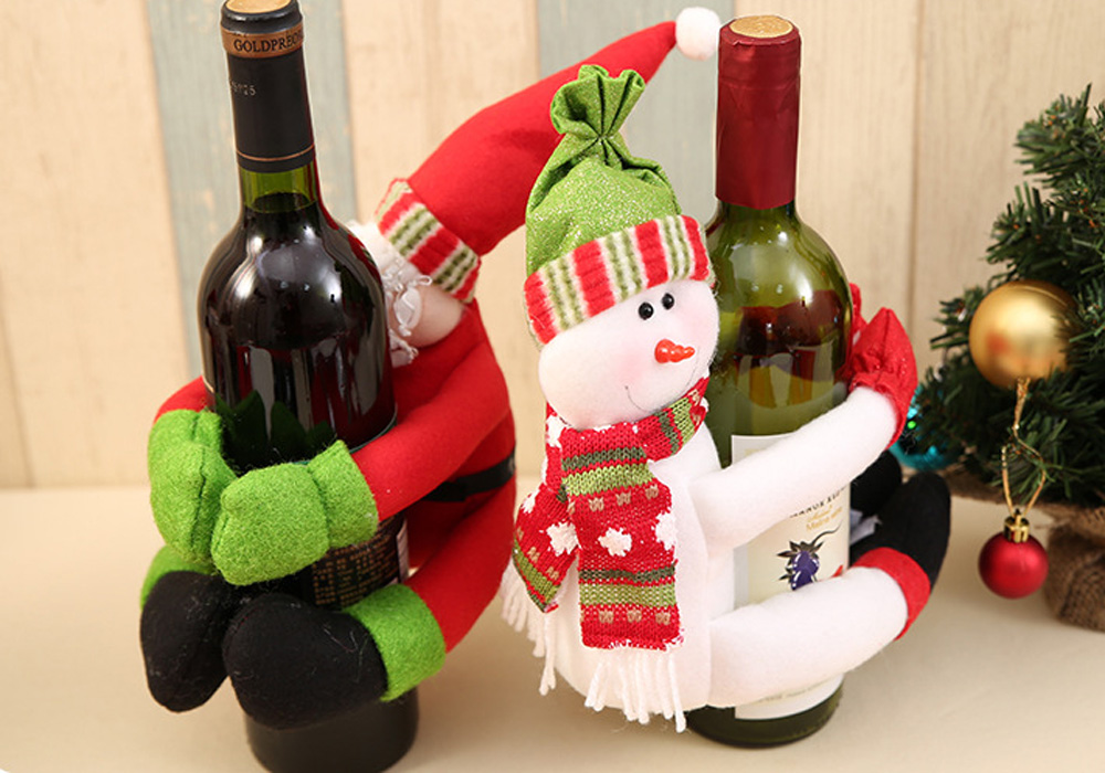 Snowman Bearhug Style Wine Bottle Cover / Decoration for Christmas