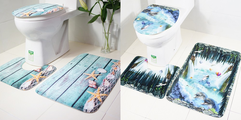 Creative Home Decoration Bathroom Utensil Toilet Mat 3pcs