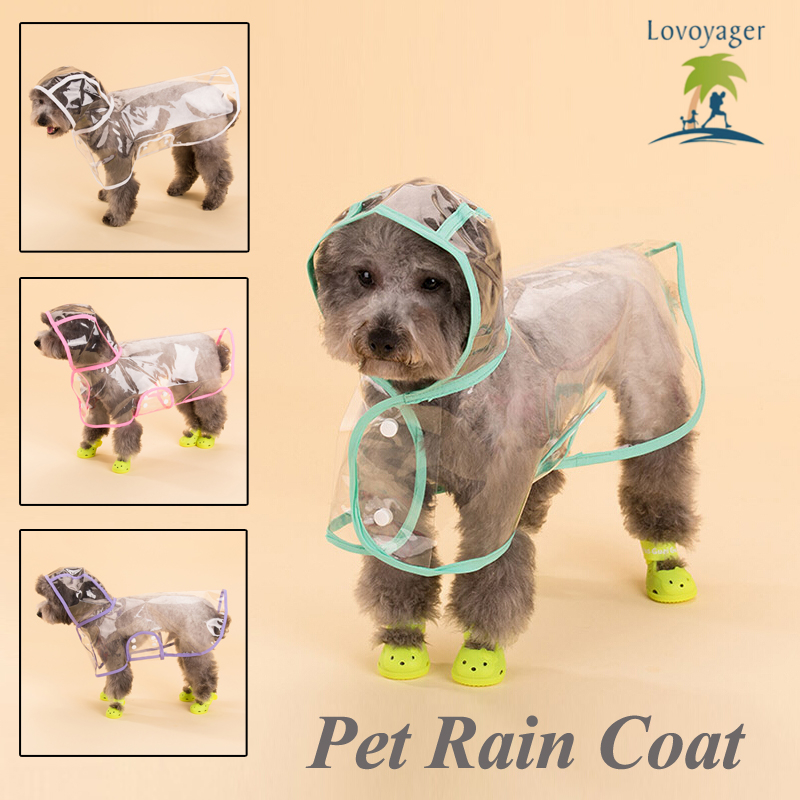 Lovoyager VC161103 Waterproof Pet Raincoat Hooded Jacket Transparent Clothing for Small Large Dog