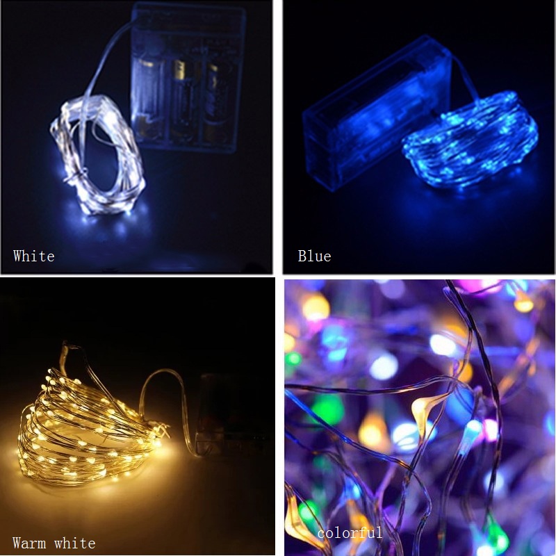10M 100-LED Silver Wire Strip Light USB Power Supply Fairy Lights Garlands Christmas Holiday Wedding Party 1PC