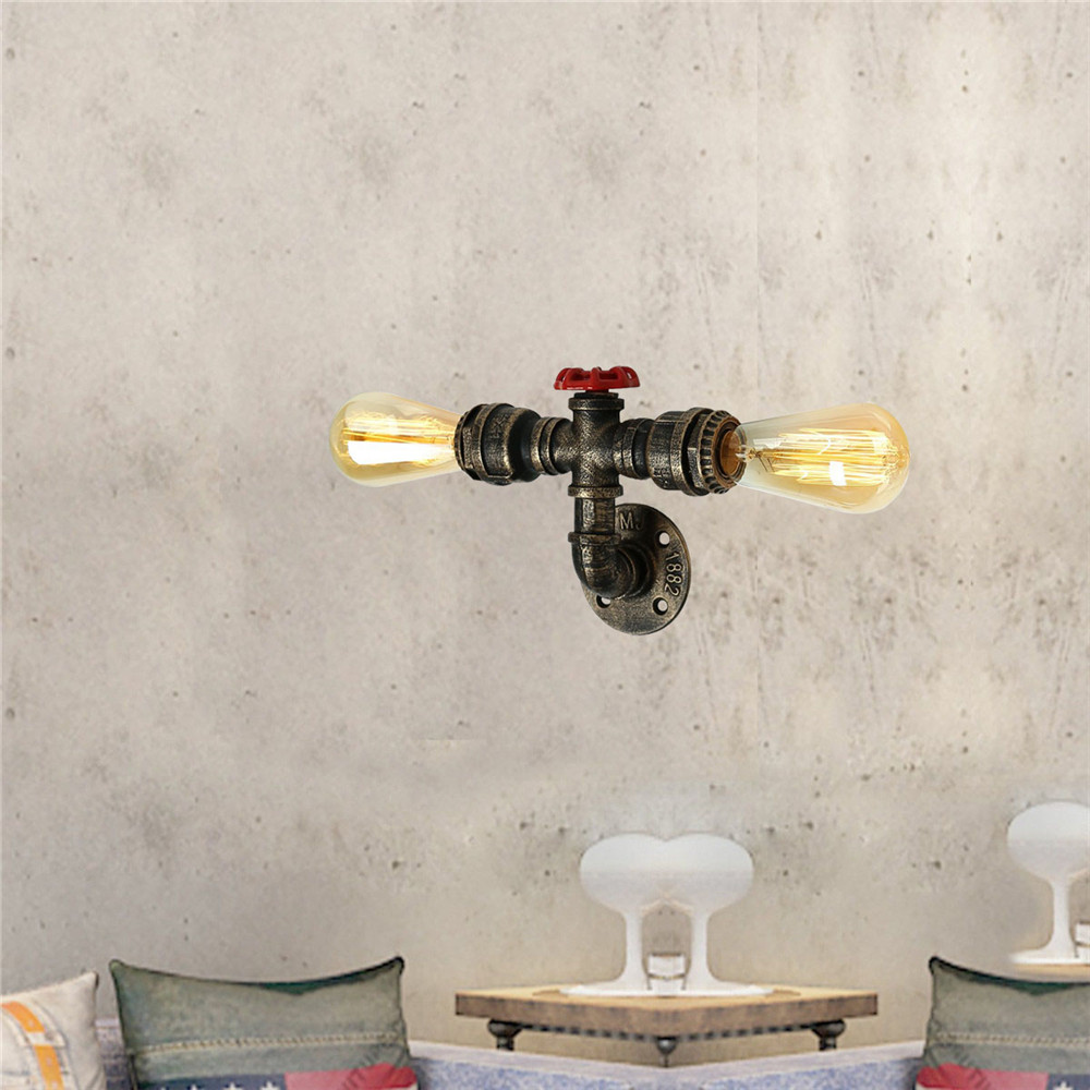 Brightness Retro Water Pipe Industrial Style Wall Sconce Restaurant And Bar Metal