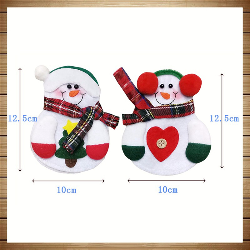 6PCS Xmas Decor Lovely Snowman Kitchen Tableware Holder Pocket Dinner Cutlery Bag Party Christmas Table Decoration Cutlery Sets