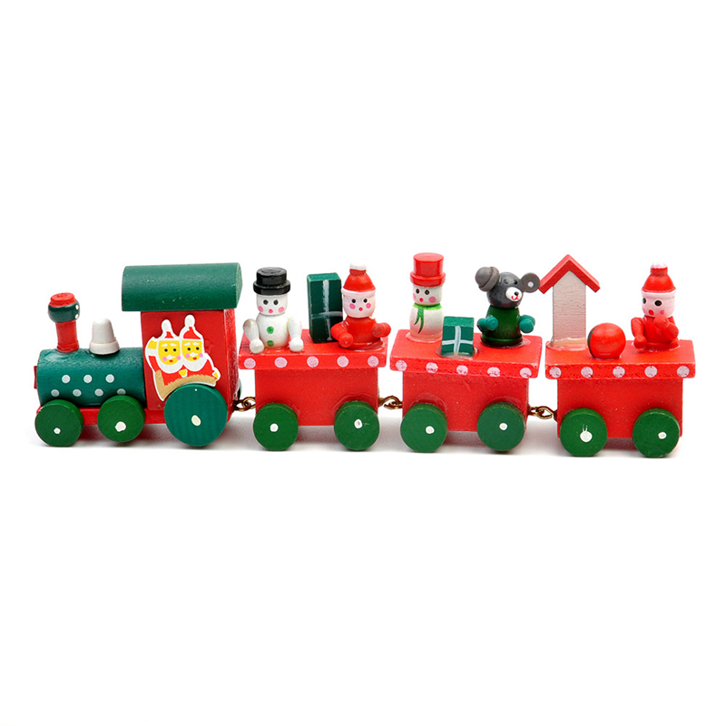 WS Hot New Lovely Charming Little Train Wood Christmas Train Ornament Decoration Decor Gift