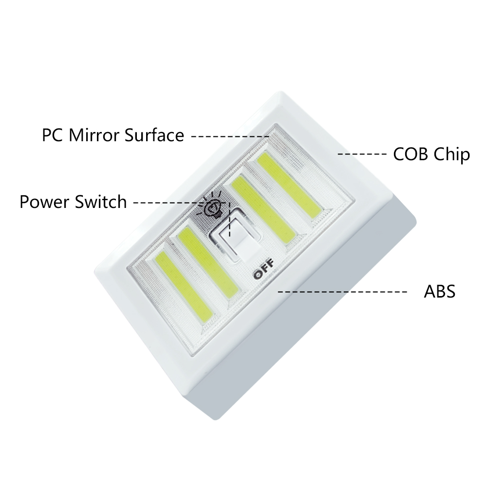 Brelong Portable Night Battery Operated 4-cob LED Panel Cordless Switch Light