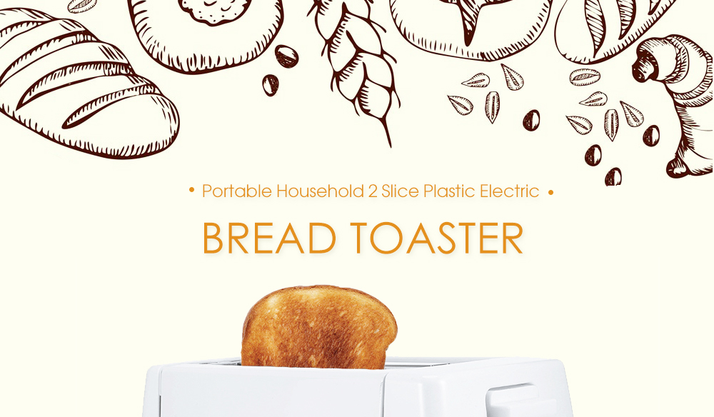 Household 2 Slice Plastic Electric Bread Toaster