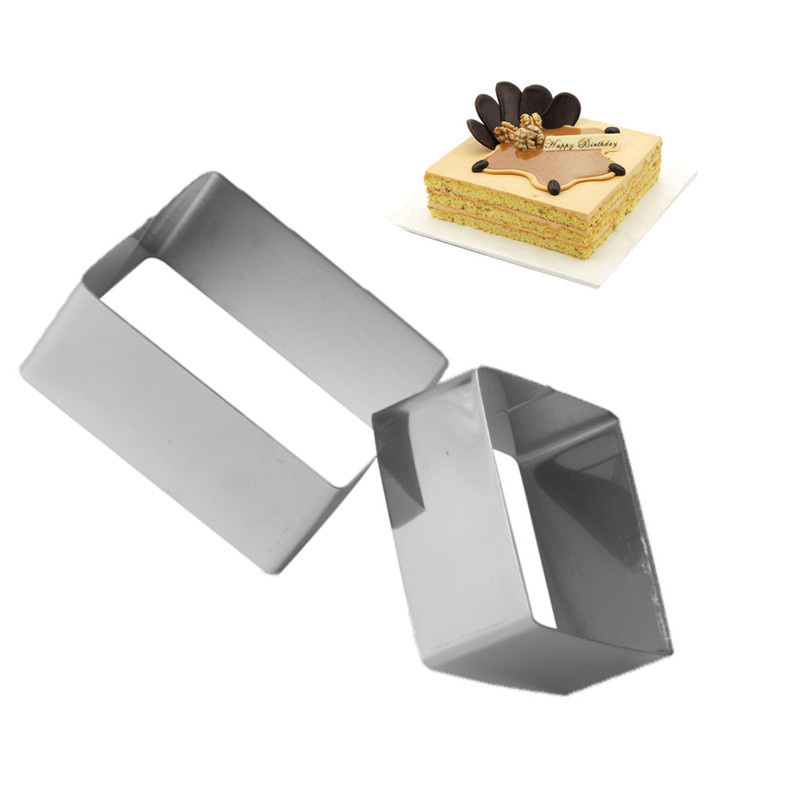 WS Stainless Steel Square Mousse Ring 3D Biscuit Cookie Cutter Mold DIY Baking Pastry Tools 3PCS