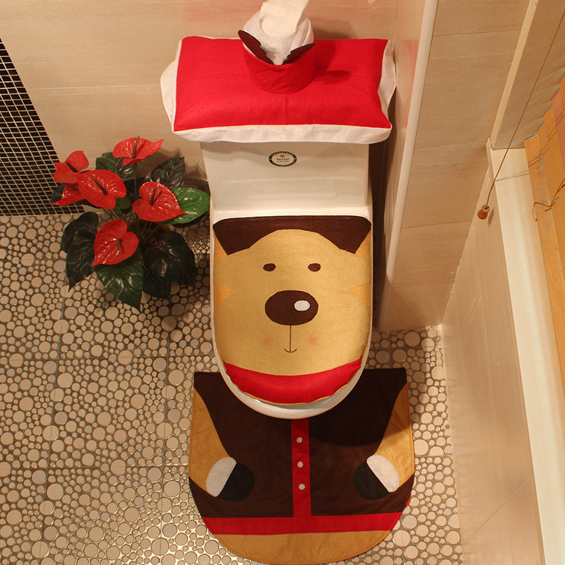 WS 0092 Bathroom Toilet Cover Set Gift and Decoration for Christmas and New Year