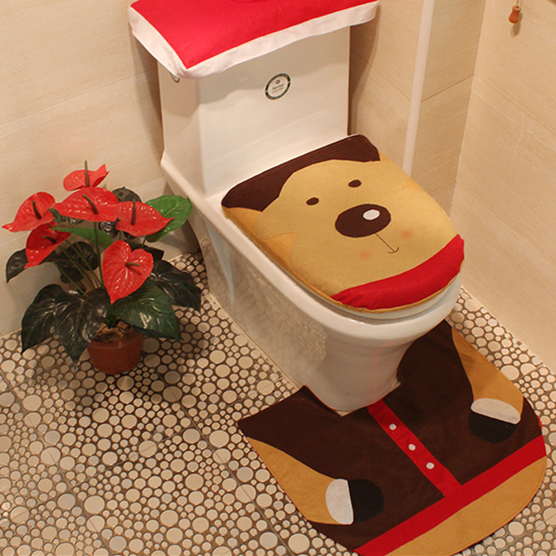 WS 0092 Bathroom Toilet Cover Set Gift and Decoration for Christmas and New Year