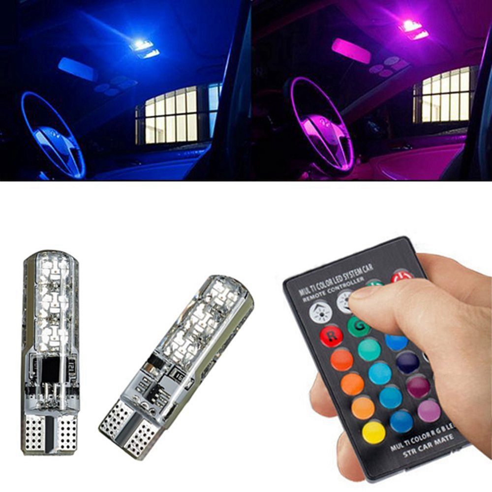 Sencart T10 6 SMD5050 RGB LED Car Interior Reading Light Super Bright 16-Color 2PCS with Wireless Remote Control