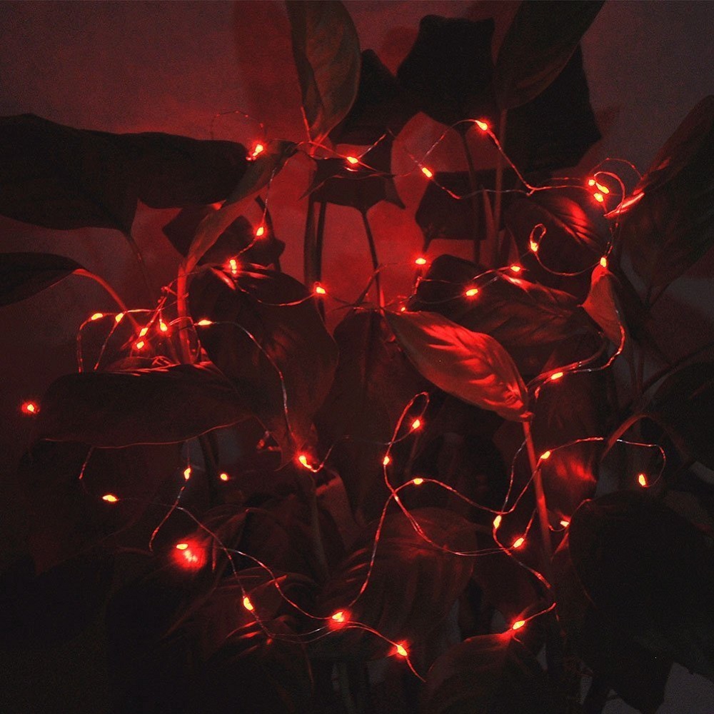 5M String Lights for Patio Micro 50 Red Ray LED Battery Powered 4.5V