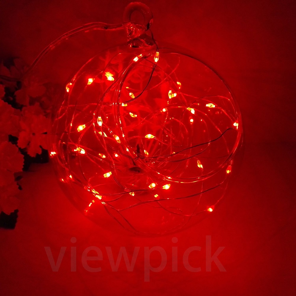 5M String Lights for Patio Micro 50 Red Ray LED Battery Powered 4.5V