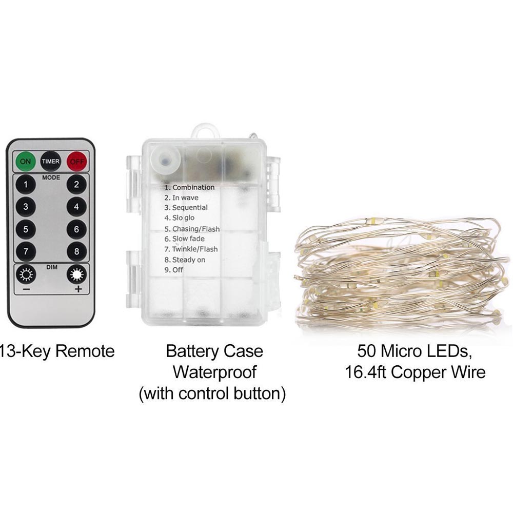 SUPli 20M 200LEDs 8 Modes 4 Pack Battery Operated Fairy String Light with Waterproof Copper Wire Firefly Remote Controller