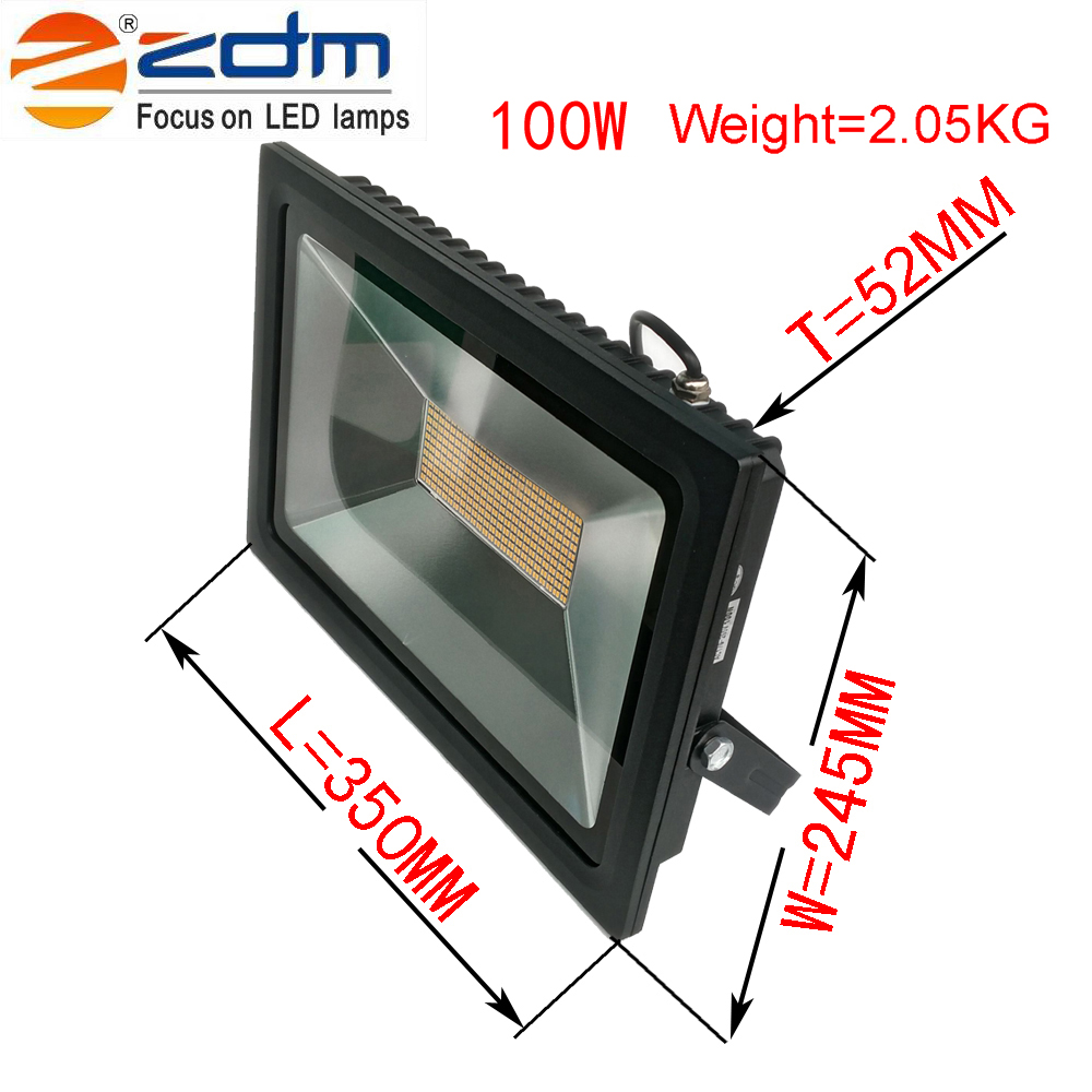 ZDM 100W Waterproof IP68 3518 SMD 9000 - 10000LM Ultra Thin Outdoor Cast Light AC175-265V