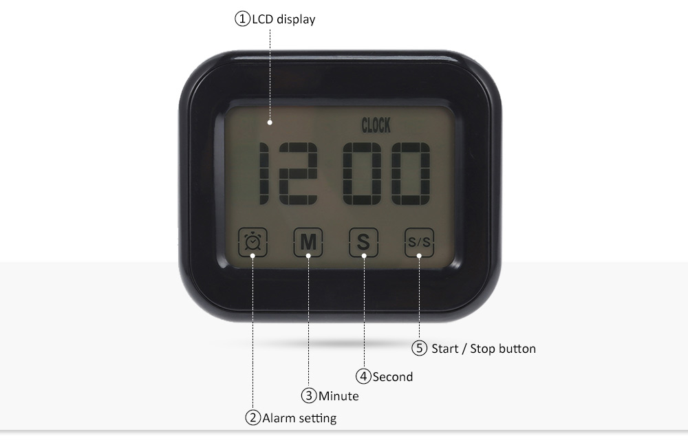 Touch Screen Digital Kitchen Timer Magnetic Alarm Clock