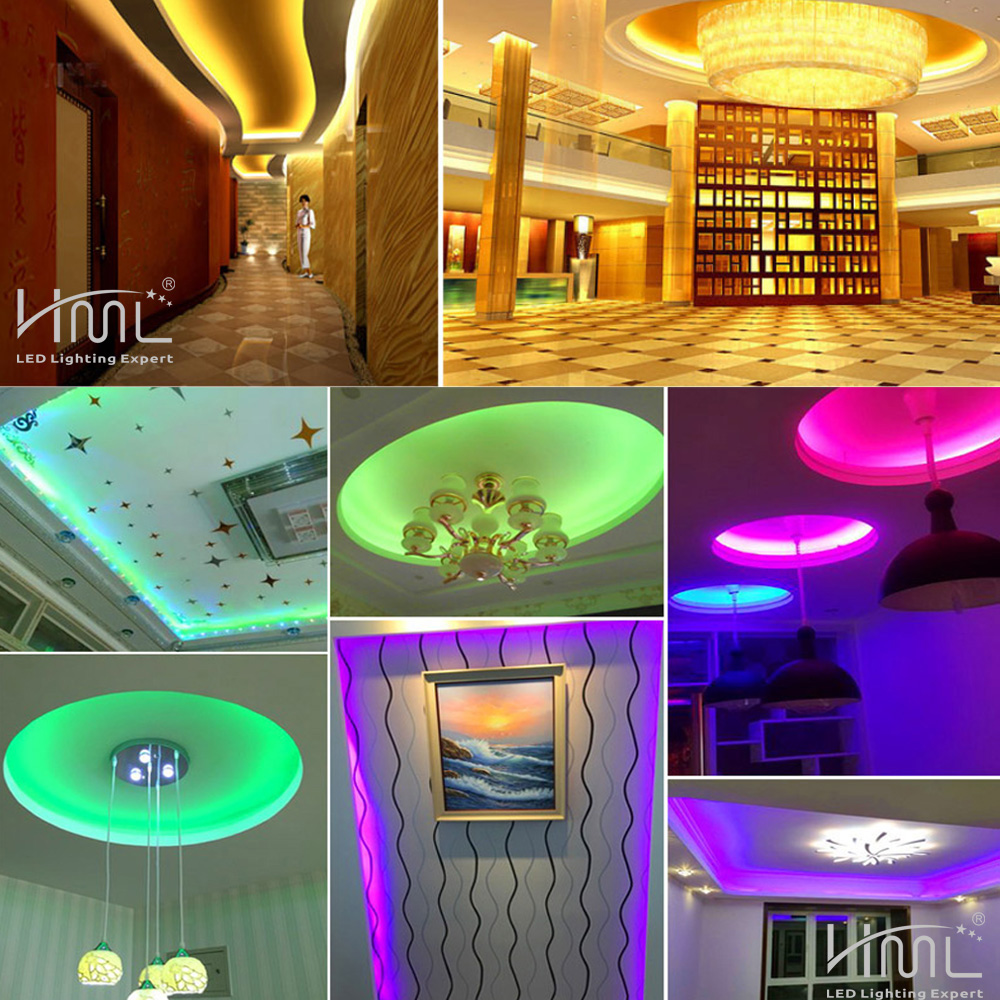 HML LED Strip Lights 5M 24W RGB SMD2835 300 LEDs with IR 44 Keys Remote Control and US DC Adapter