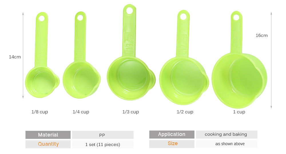 11pcs Measuring Cups and Spoons Perfect for Dry / Liquid Ingredients