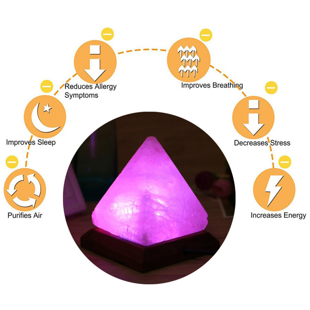 YouOKLight 3W 5V Colorful Triangle Hand Carved Night Light USB Wooden Base Himalayan Salt Lamp 1PC
