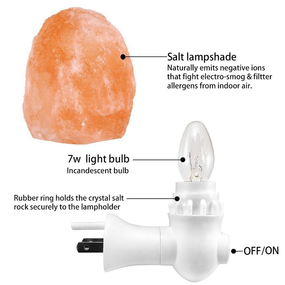 YouOKLight 7W 120V Warm White Himalayan Salt Lamps and Soft Night Light 1PC