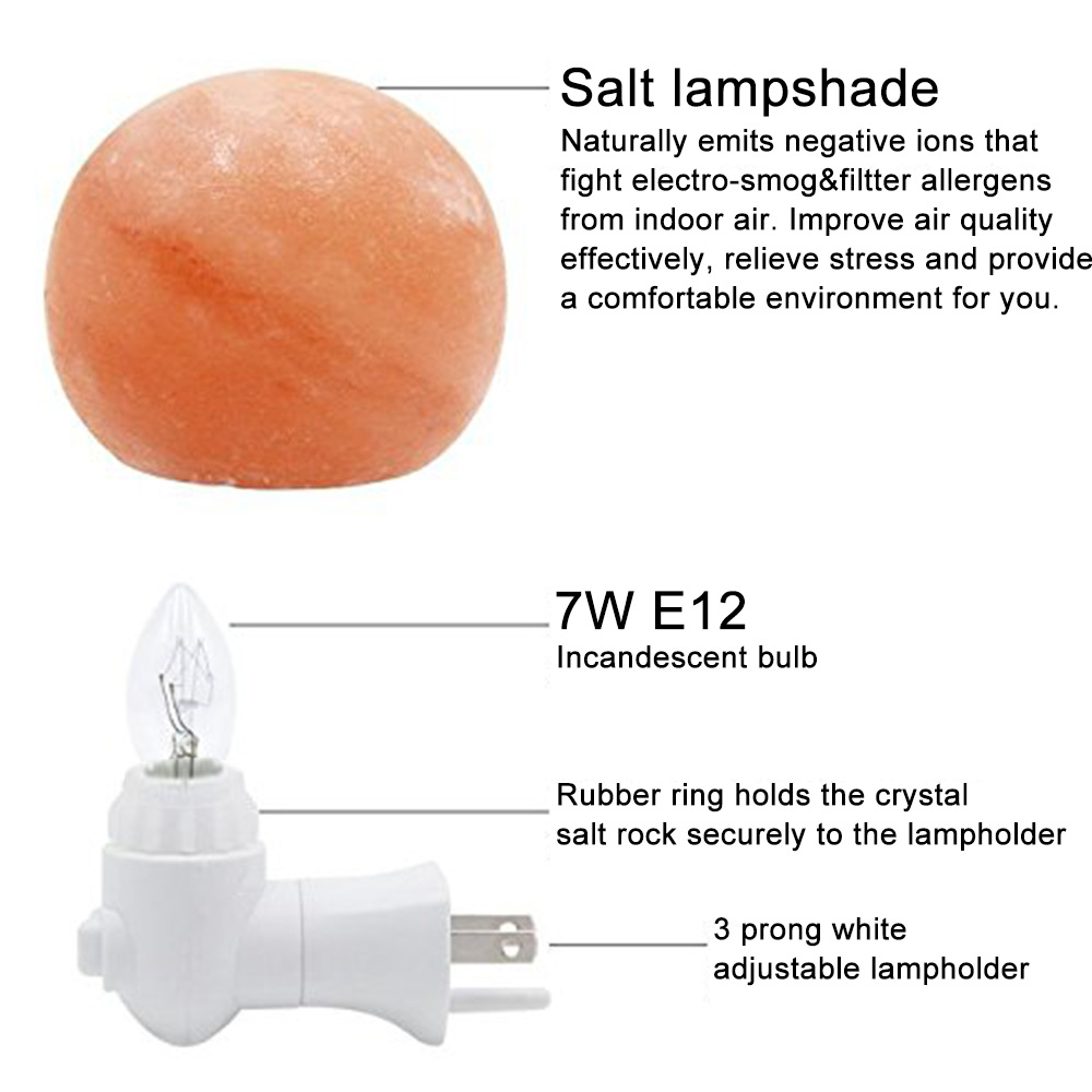 YouOKLight 1PCS 7W 120V Natural Himalayan Globe Sphere Salt Lamp Night Lights for Wall Lighting Decoration and Air Purifying