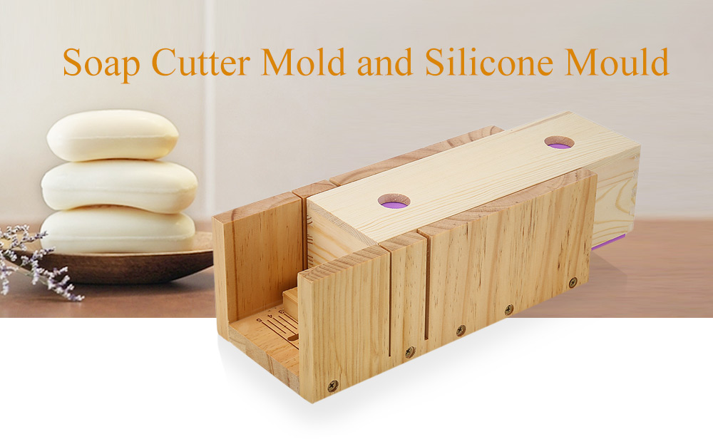 Wooden Soap Loaf Cutter Mold and Rectangle Silicone Mould with Wood Box
