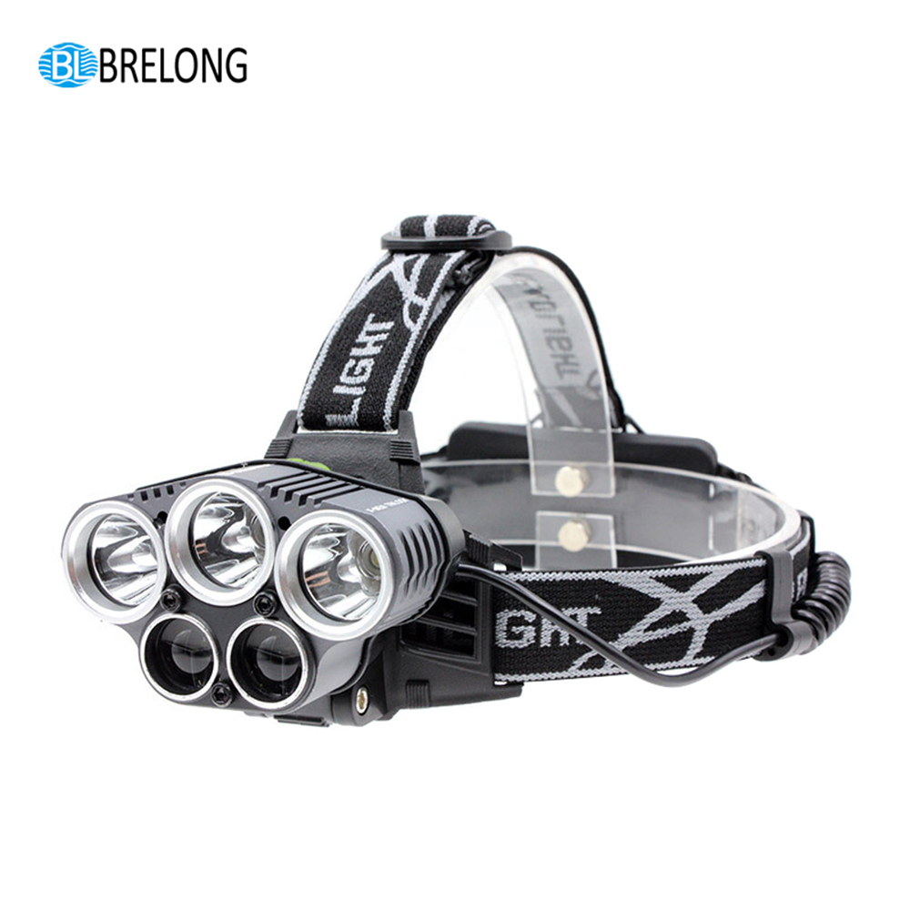 BRELONG LED Headlamp 5LEDs USB Battery Powered White Light