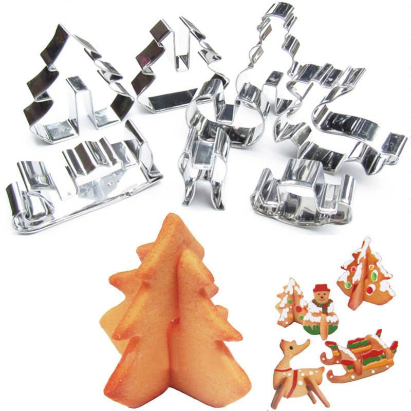 Hoard 8PCS 3D Christmas Scenario Cookie Cutter Mold Set Stainless Steel Fondant Cake Mould
