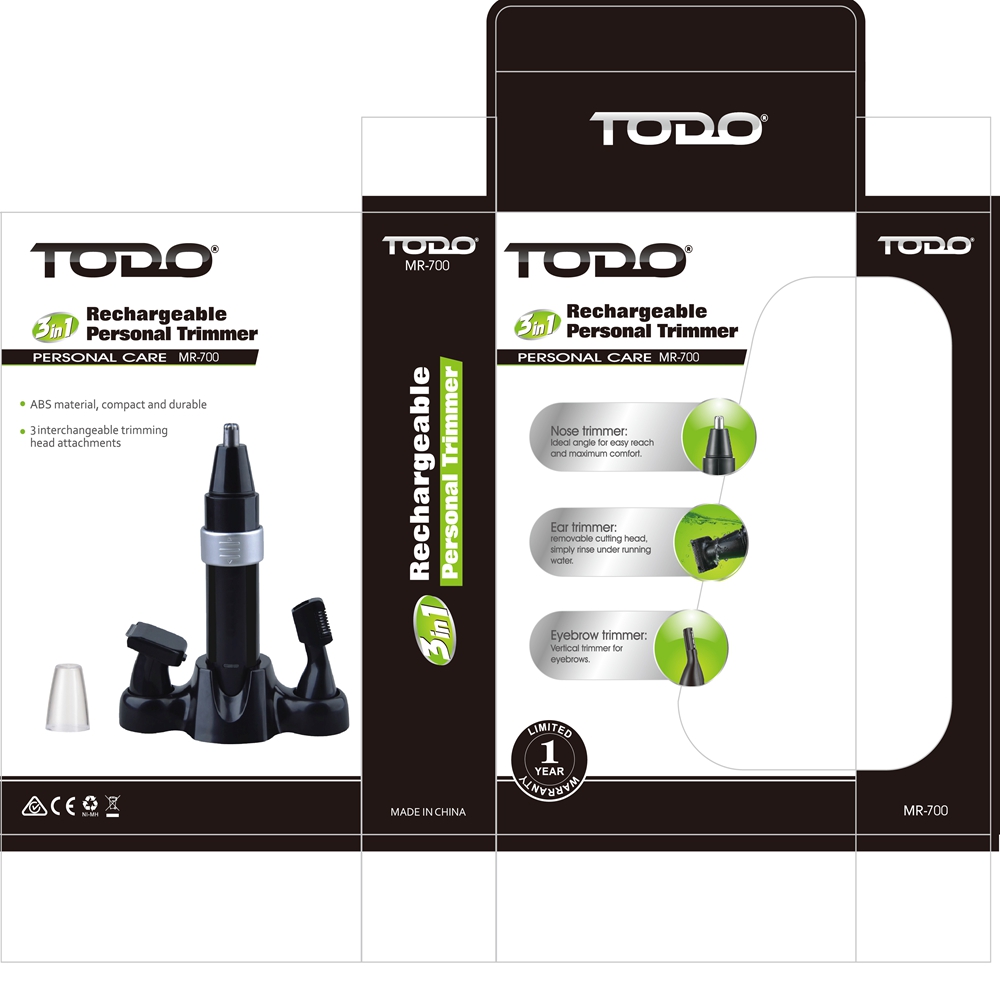 TODO Rechargeable 3 in1 Nose Trimmer Men's Personal Grooming Kit Hair Removal Face Eyebrow Ear Trimmer