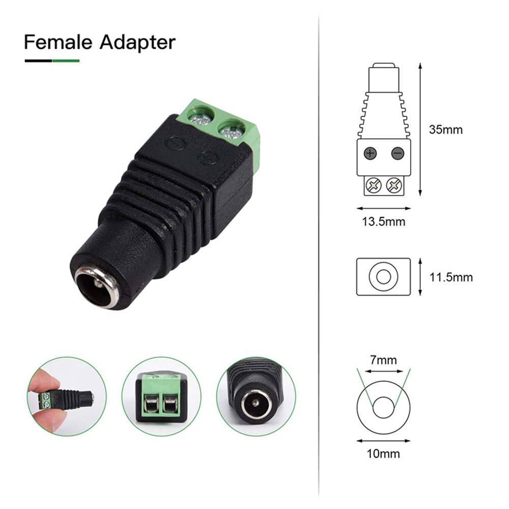 KWB Male and Female DC Power Connector Jack Adapter Plug for CCTV Camera and Strip Light 5PCS