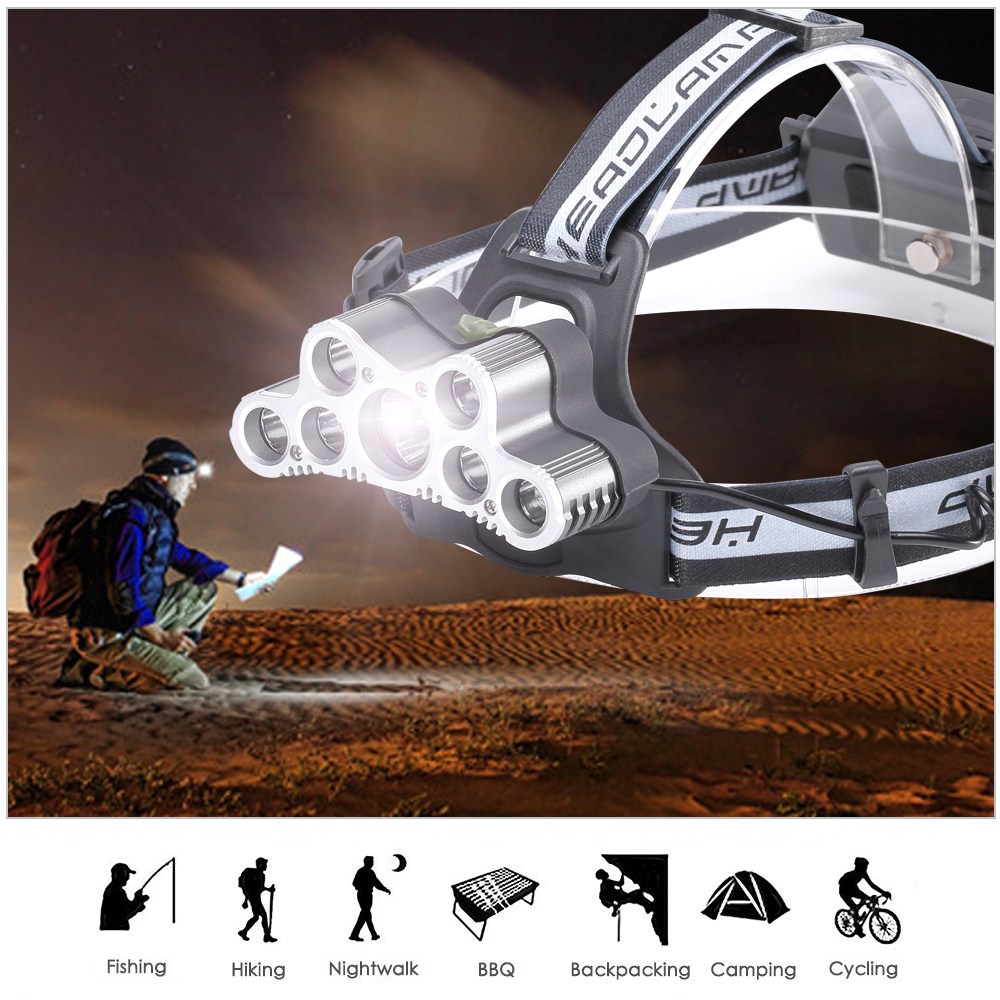 U`King ZQ - X866 8000LM 6 Modes Rechargeable 9LEDs Portable Multifunction Headlamp