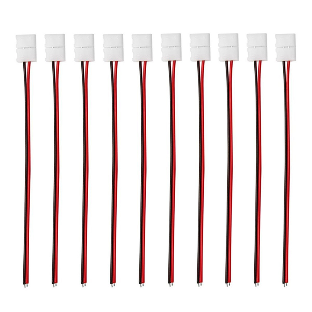 KWB 2-pin Conductor LED Connector with Pigtail 10mm Wide SMD5050 Flex Strip 10PCS