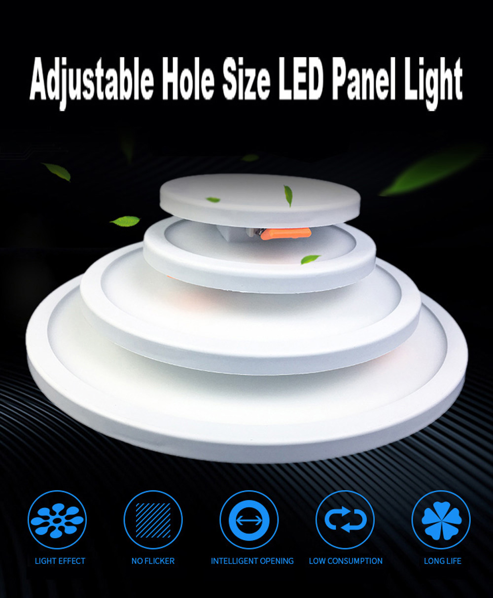 JIAWEN Ultrathin 8W LED Panel Light Ceiling Hole Size Range Adjustable Recessed Downlight Lamp AC85 - 265V