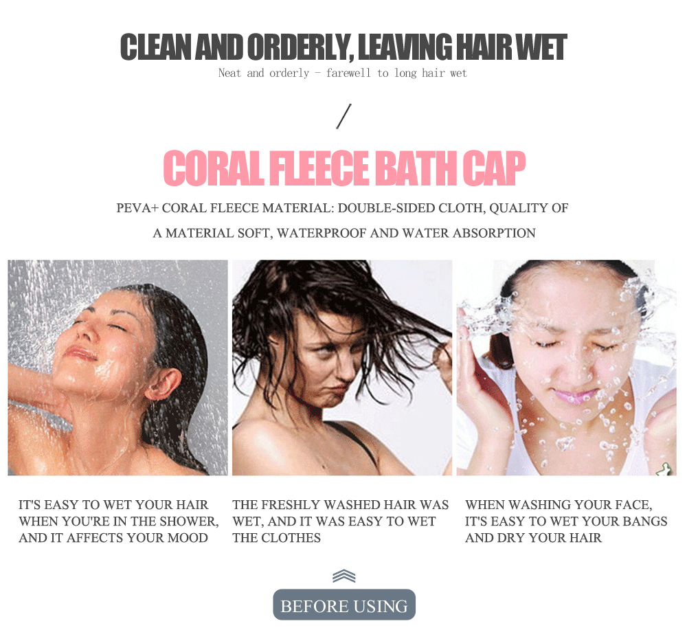 Adult Female Double Layer Waterproof Shower Oil Fume Resistant Cap 3 pcs