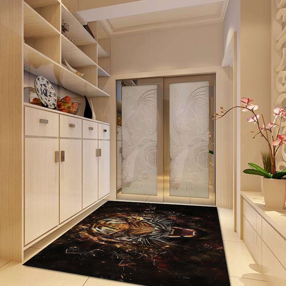 Home Mat Antiskid Water Absorption Modern Design Tiger Kitchen Bedroom Rug