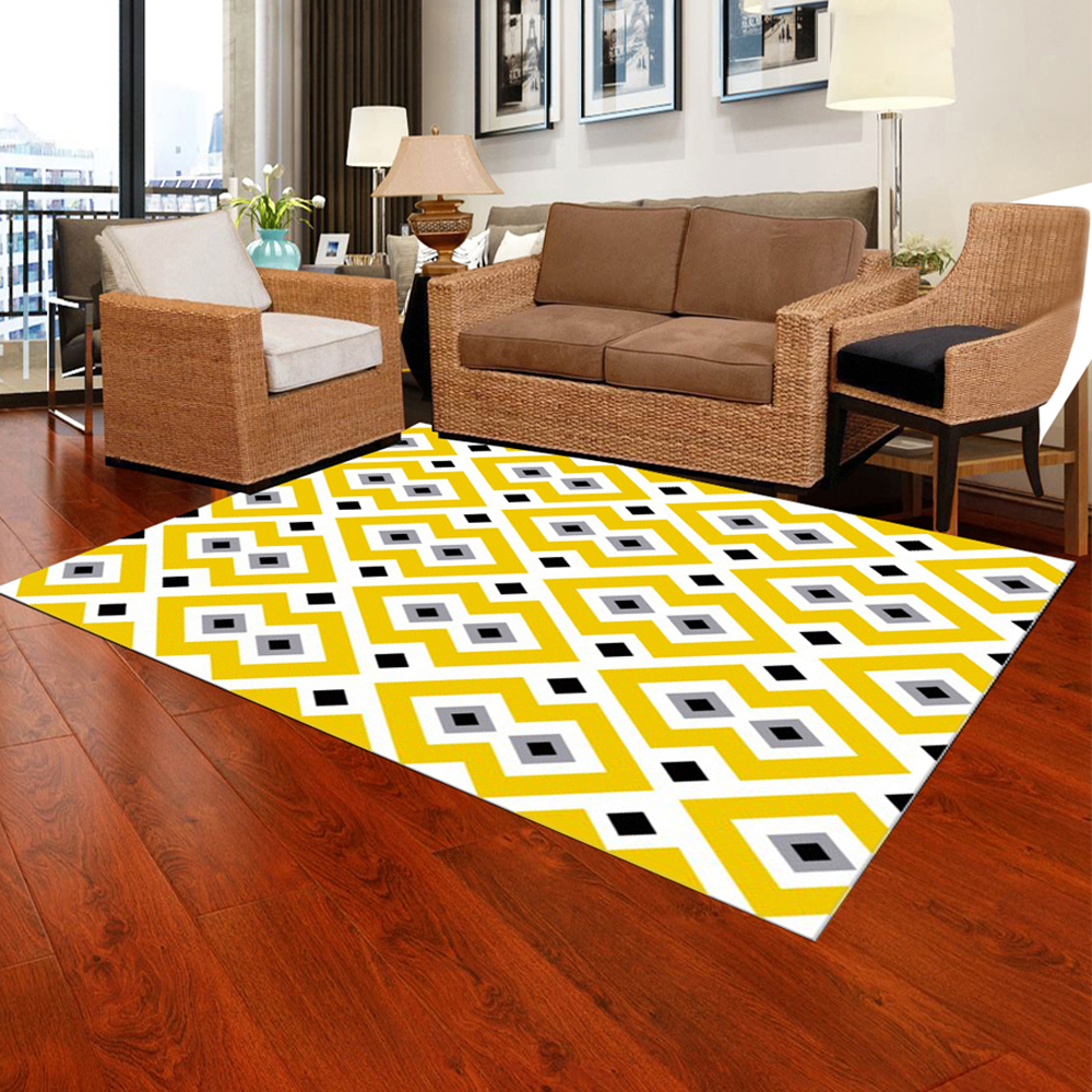 Home Bedroom Mat Unique Geometric Pattern Antiskid Supple Floor Mat