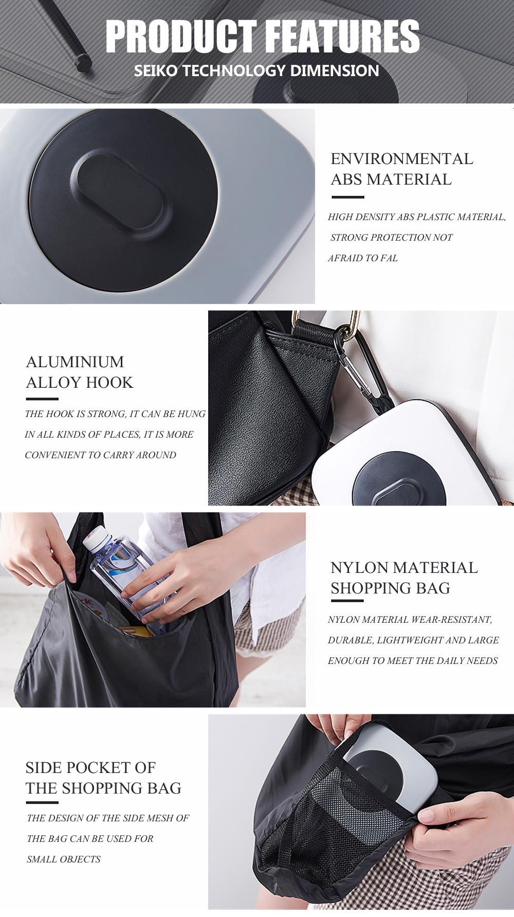 Creative Rotating Square Portable Reusable Shopping Bag