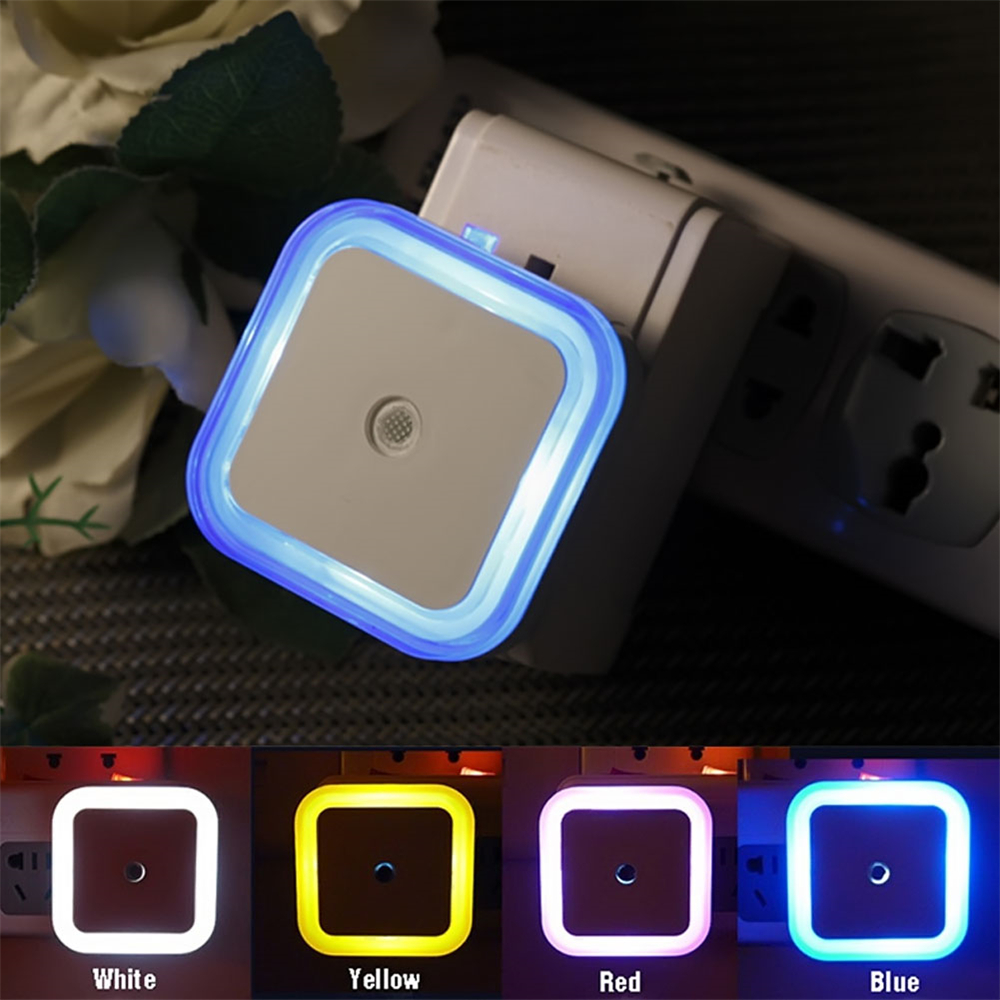 US EU Mini LED 0.5W Control Auto Sensor Baby Bedroom Lamp Square Night Light