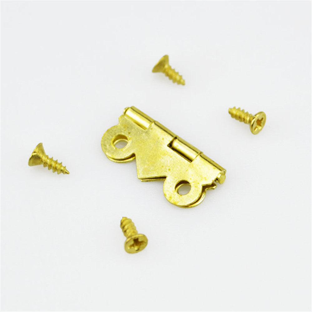 15PCS Vintage Brass Color Iron Mini Butterfly Butt Hinges Cabinet Drawer Jewelry Box DIY Repair