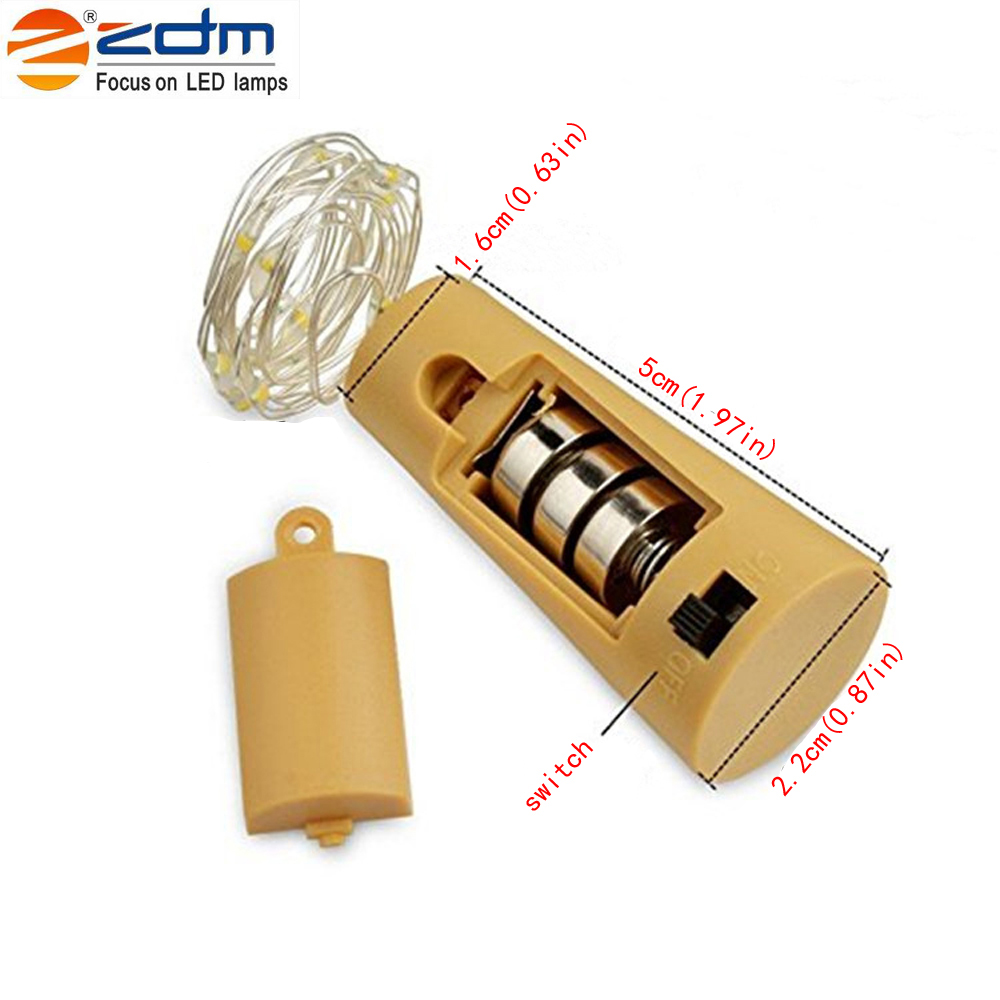 ZDM 2M 20led Cork Shaped Bottle Stopper Lamp Glass Wine Silver Copper Wire String Lighting Christmas Party Wedding Deco