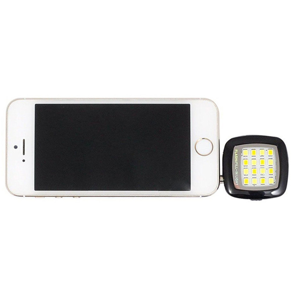 16 LEDs Portable Mini Flash Fill Light Rechargeable for Smartphone iPhone Samsung Xiaomi HTC + Camera Video