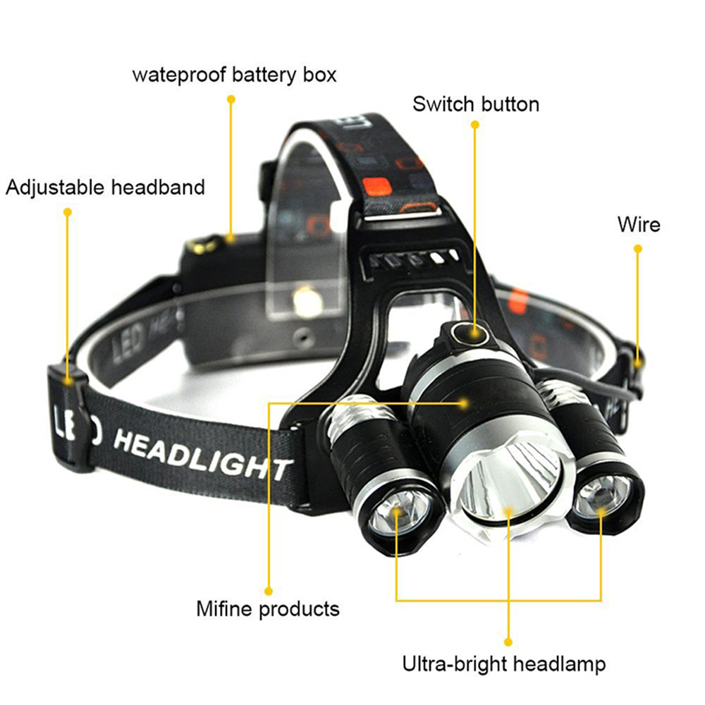 HKV T6 6000 - 6500K LED Headlight USB Rechargeable Head Light 4 Modes Fishing Lamp