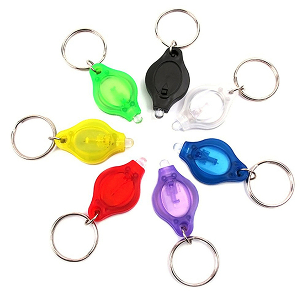 Mini LED Flash Light Keychain Ring Torch Super Bright Colorful Light