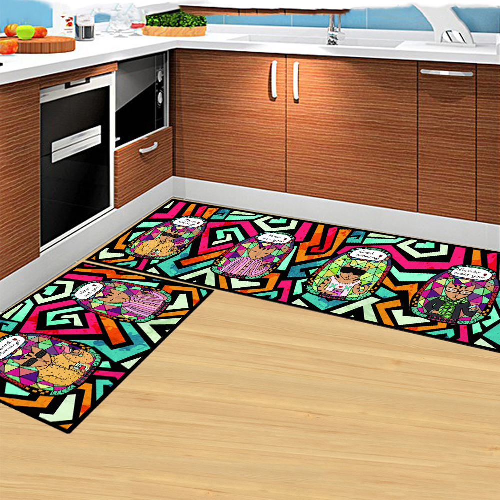 Door Mat Cute Cartoon Cat Pattern Soft Antiskid Kitchen Floor Mat