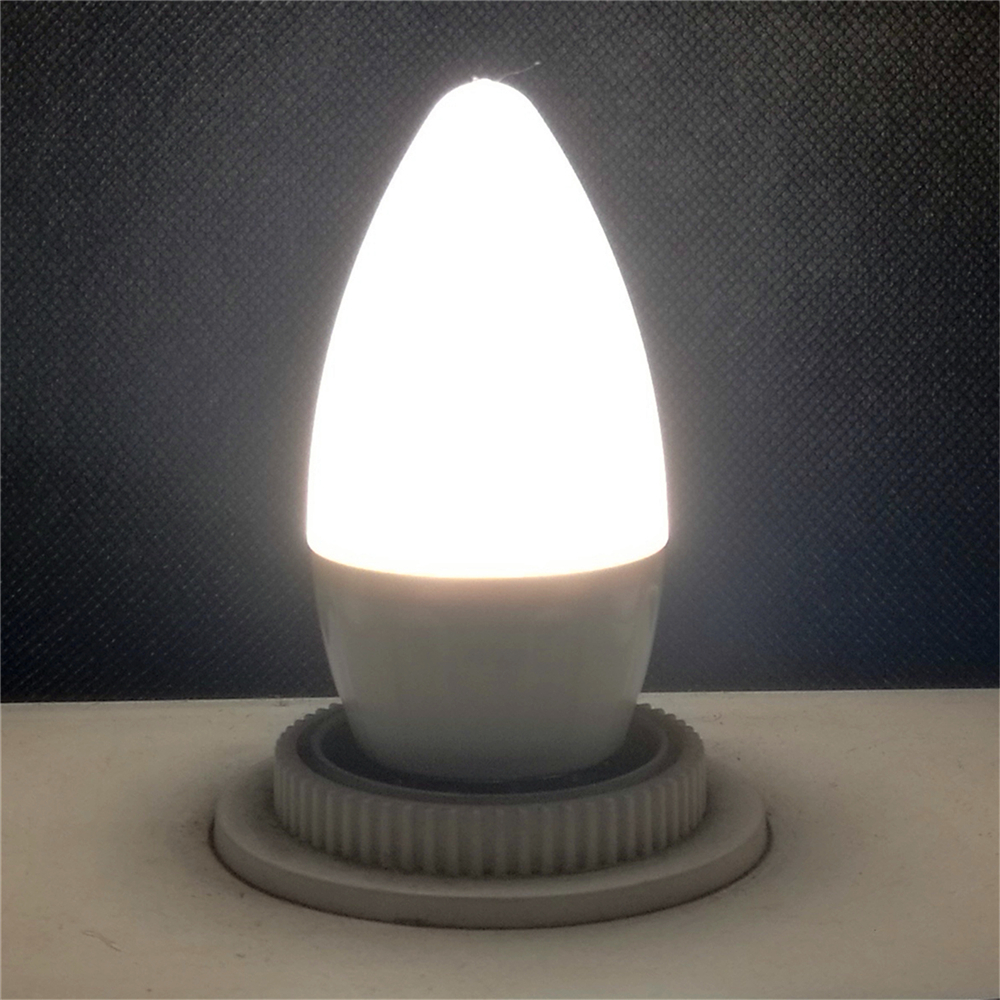 4W E27 LED Candle Light Bulb C37 6 leds SMD 3528 Warm White 300lm 3000K AC 110-240V