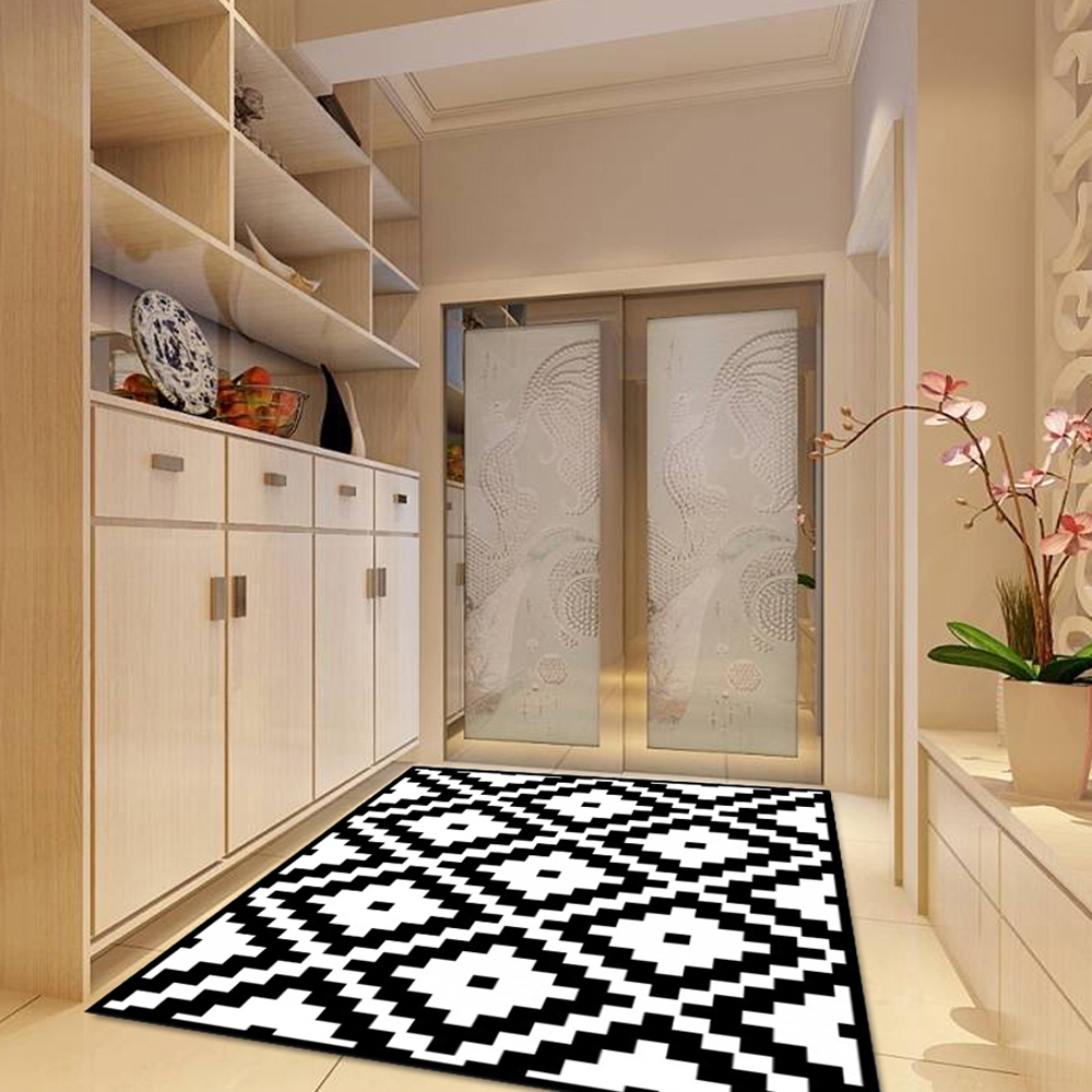 Floor Mat Simple Geometric Pattern Washable Water Absorbent Door Mat