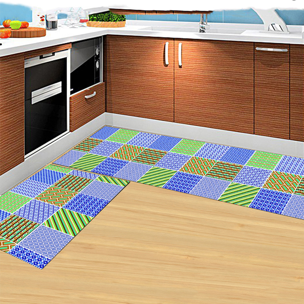 Bedroom Bedside Floor Mat Classic Plaids Colorblock Comfy Washable Mat