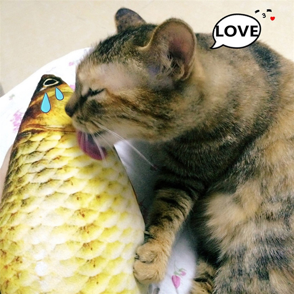 Catnip Toys Simulation Plush Fish Shape Doll Interactive Pets Pillow Chew Bite Supplies for Cat