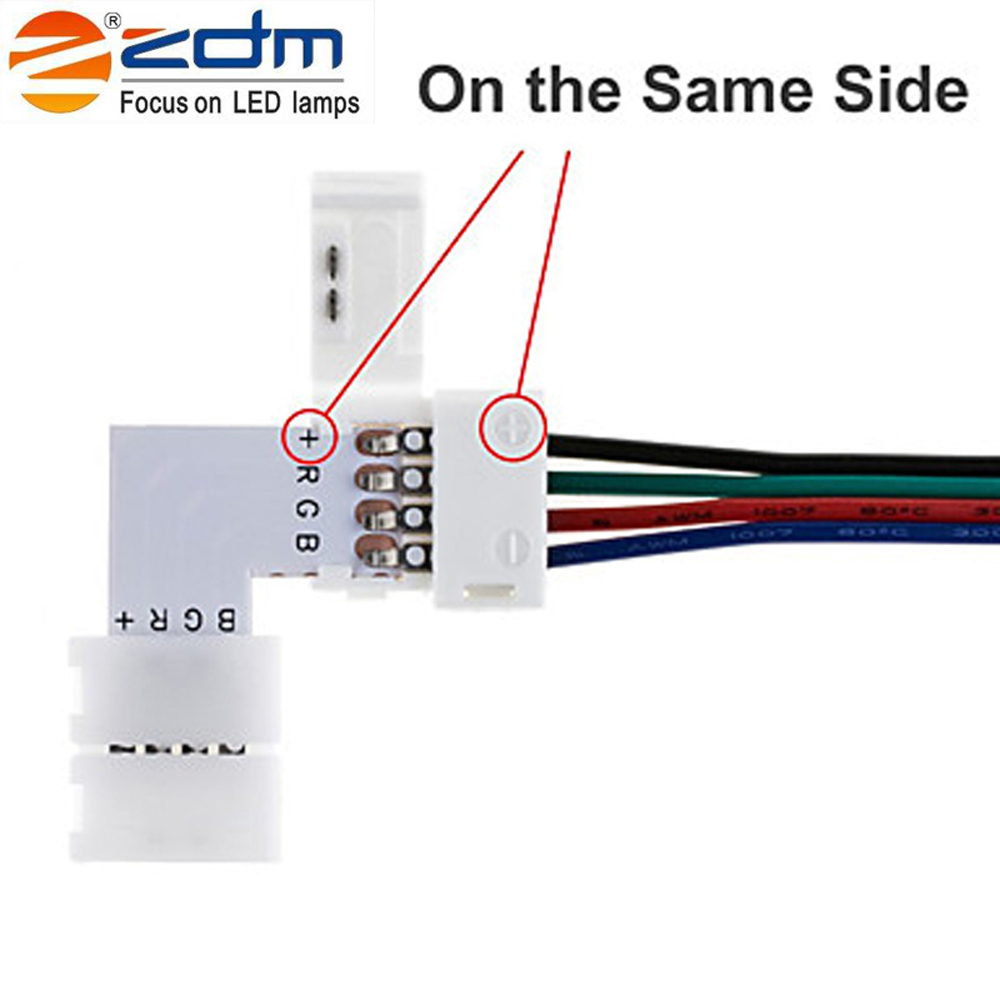 ZDM 5PCS Quick Splitter Connector 10MM L Shape 4 Conductor for 5050RGB with 10PCS Strip Light Connector